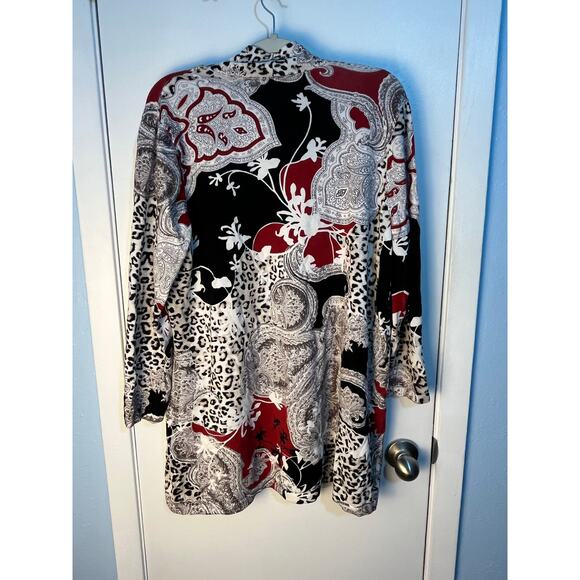 Chico's Cardigan Sweater Size XL Animal Print Paisley 3/4 Sleeve Jersey Knit - Picture 4 of 6